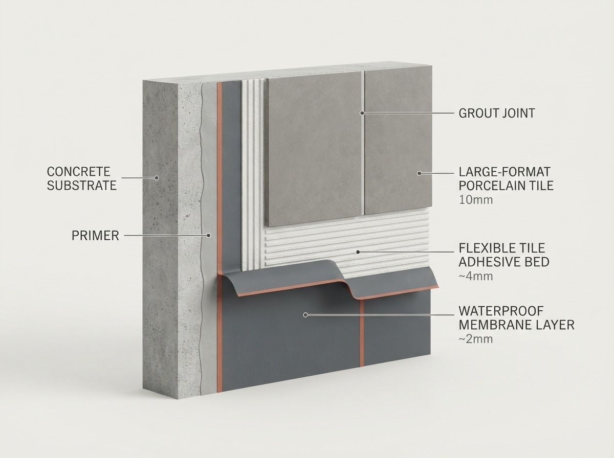 Illustration of a tanking and waterproofing system